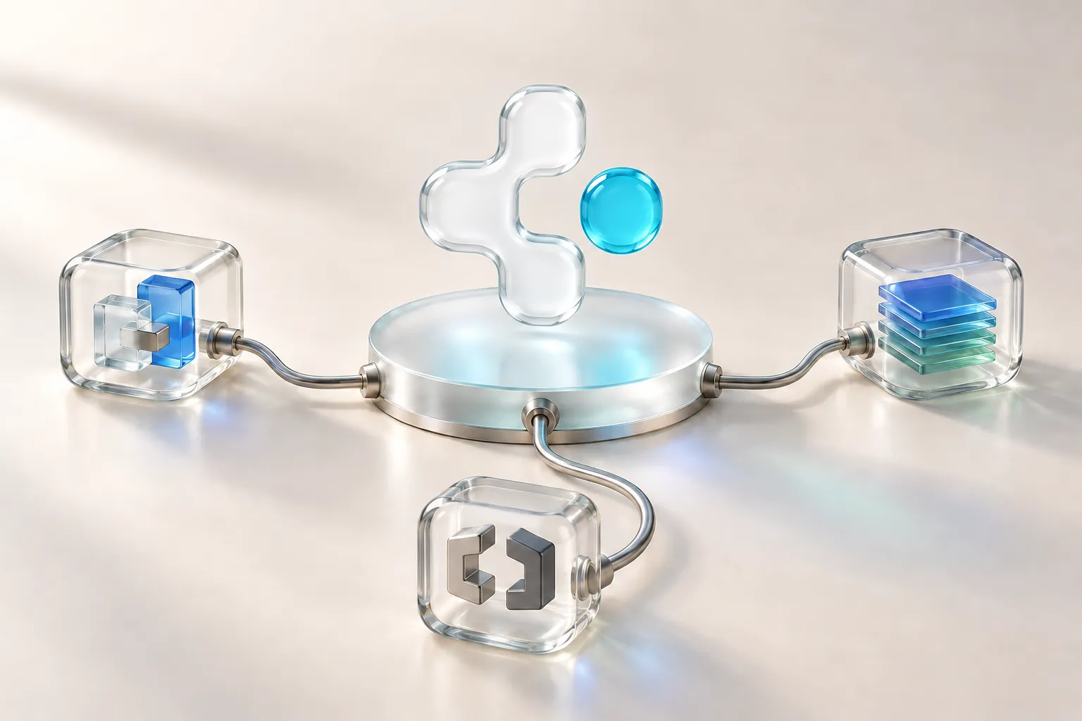 The Clawdya hub connected to three integration blocks: API, SDK and MCP server